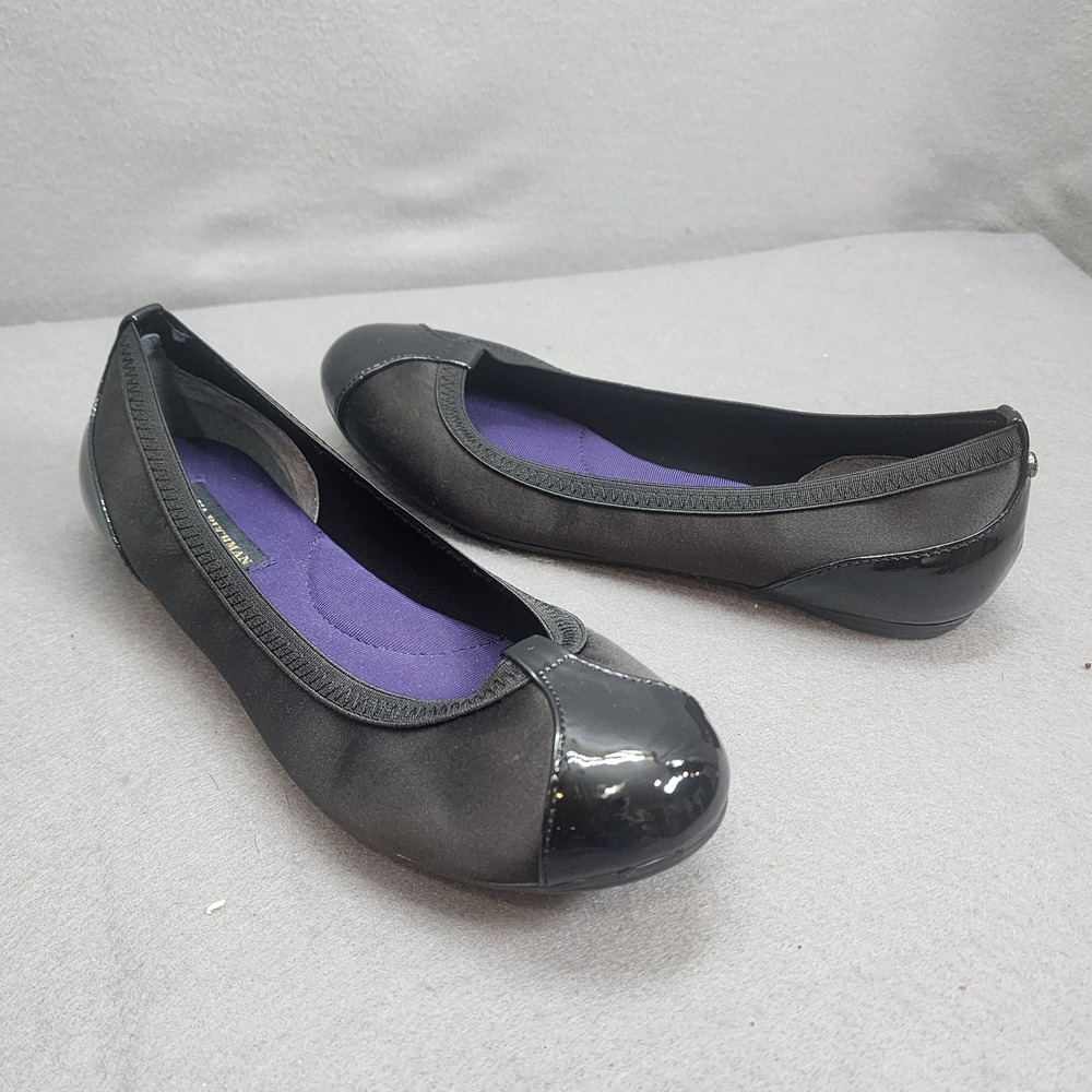 Dana Buchman Ballet Flats Black Patent Accent Charcoal Gray Womens 7 M